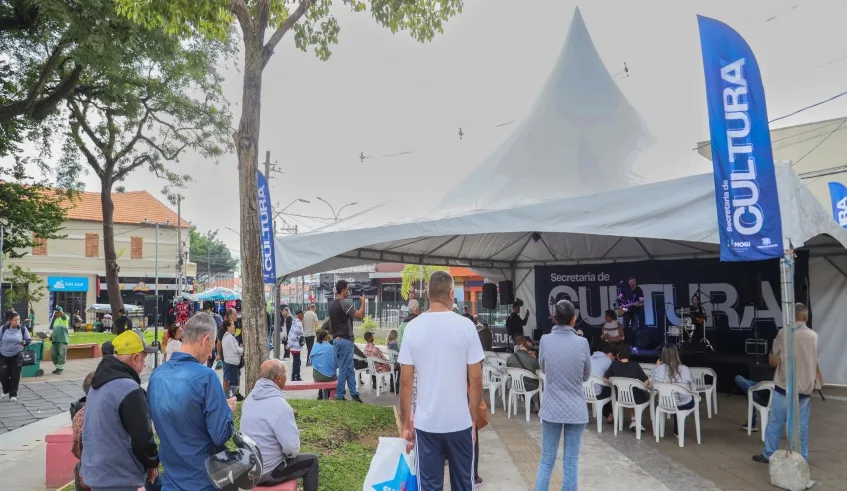Secretaria de Cultura leva cultura e lazer à Praça Oswaldo Cruz em mais uma edição do Mogi Abraça o Centro, no sábado (30/05). Foto: Divulgação/PMMC
