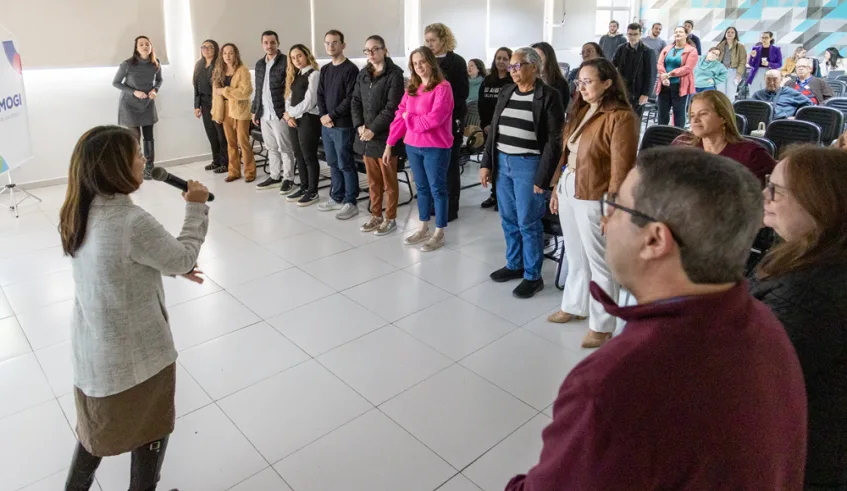 Além da parte teórica, treinamento também teve dinâmicas, tornando o momento leve e interativo. Foto: Divulgação/PMMC